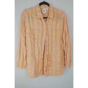 Nurture Womens M Peach Sheer Button Shirt Top Boho Gauze Lightweight Casual